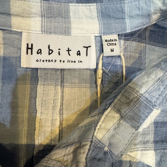 Habitat Cotton Light Blue and White Plaid Kids Button Down Shirt - Picture 2 of 5